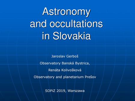 Astronomy and occultations in Slovakia