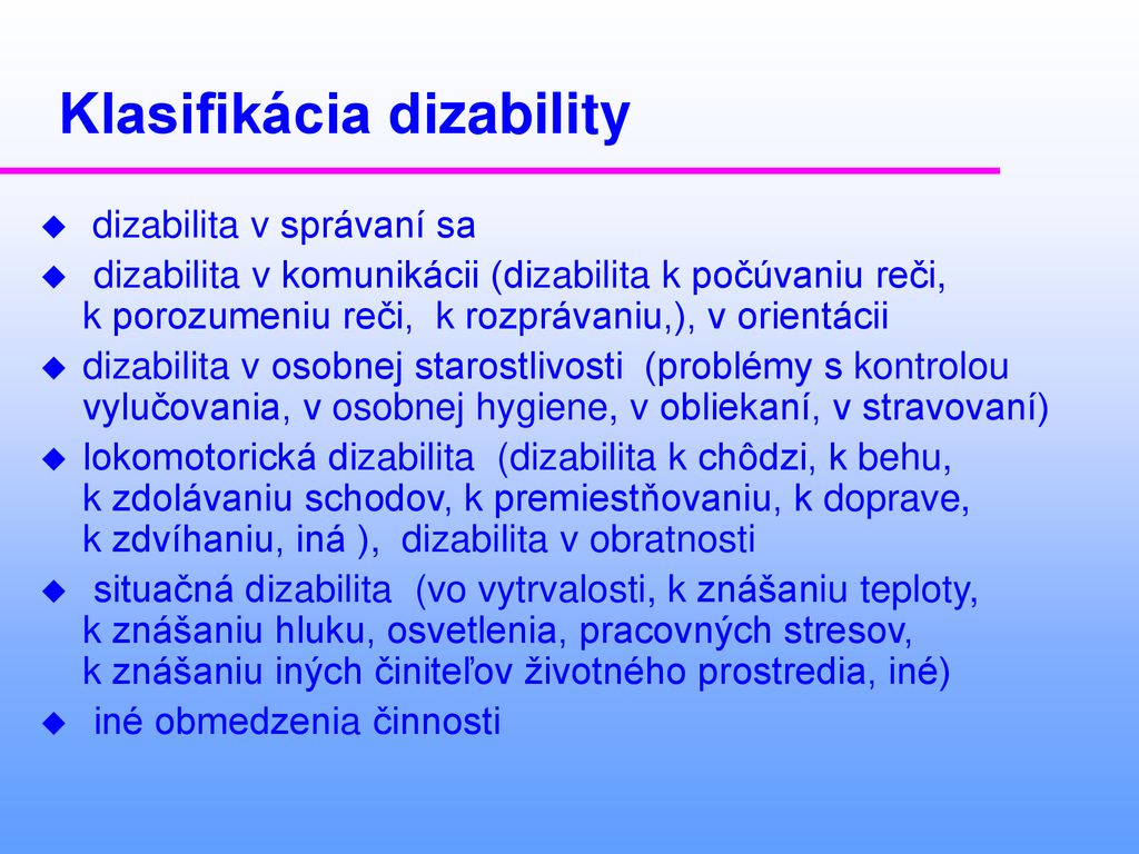 Klasifikácia dizability