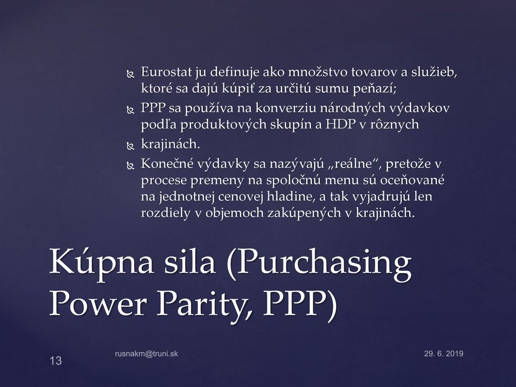 Kúpna sila (Purchasing Power Parity, PPP)