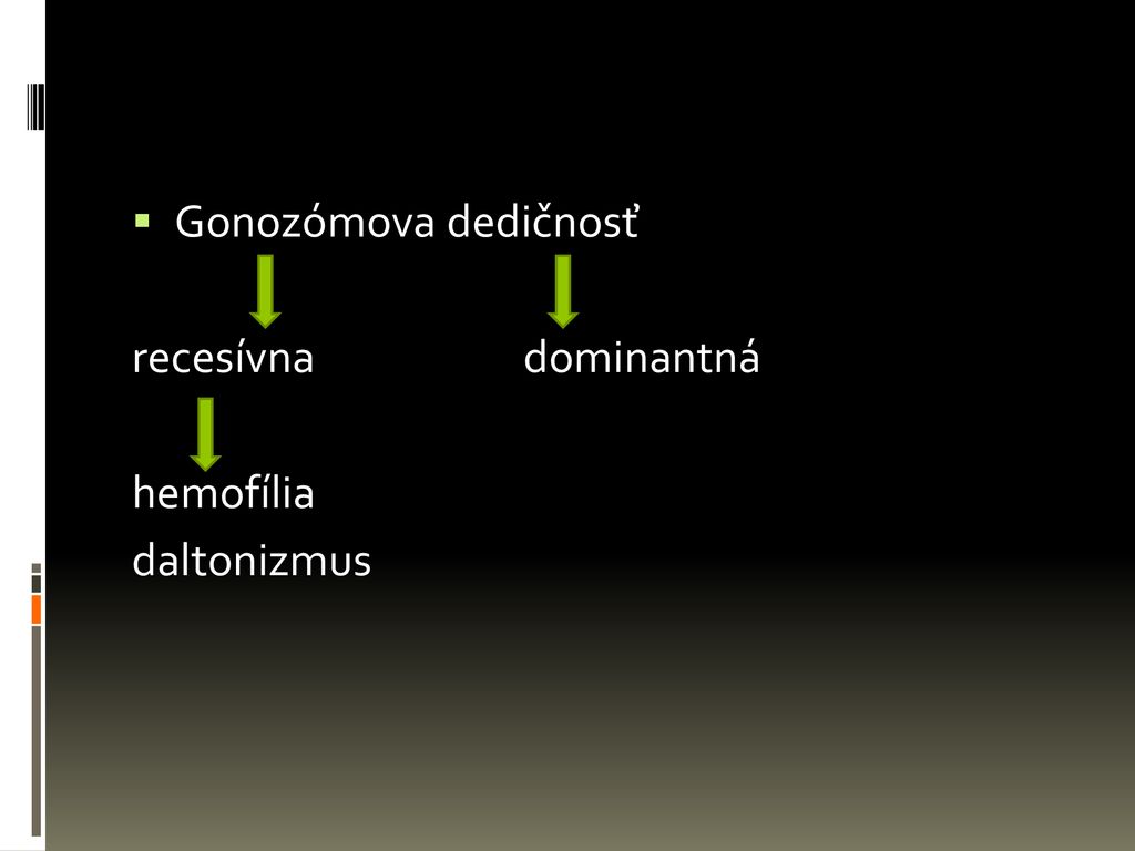 Gonozómova dedičnosť recesívna dominantná hemofília daltonizmus