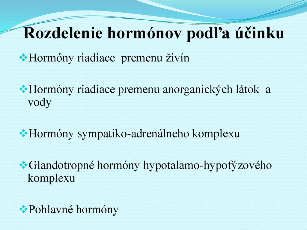 Rozdelenie hormónov podľa účinku
