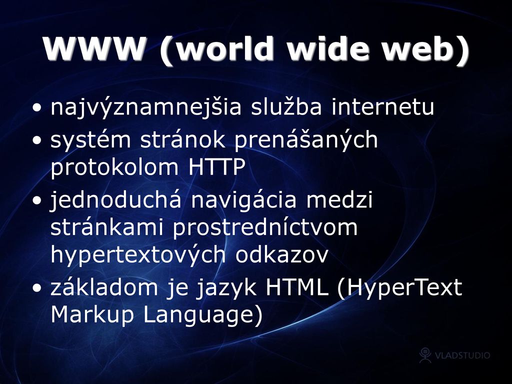 WWW (world wide web) najvýznamnejšia služba internetu