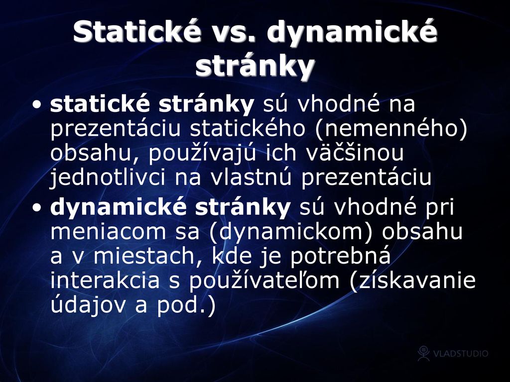 Statické vs. dynamické stránky