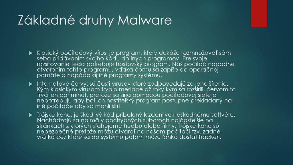 Základné druhy Malware