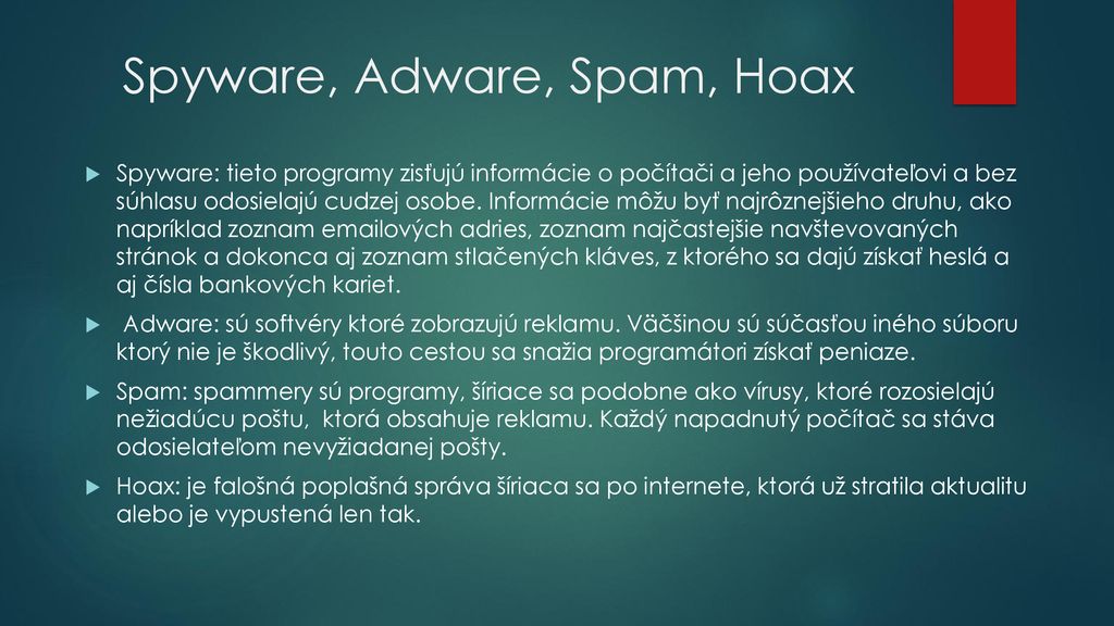 Spyware, Adware, Spam, Hoax