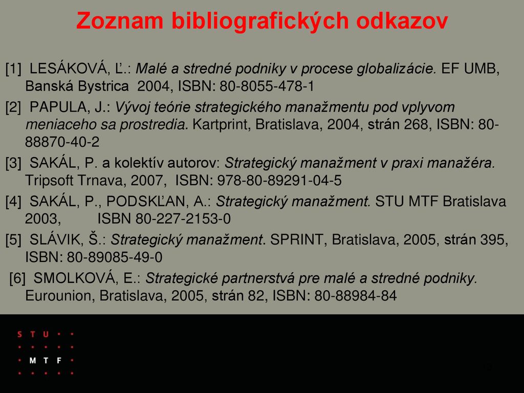 Zoznam bibliografických odkazov