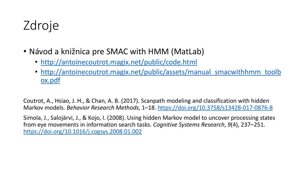 Zdroje Návod a knižnica pre SMAC with HMM (MatLab)