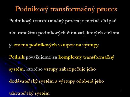 Podnikový transformačný proces