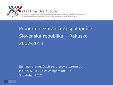 Program cezhraničnej spolupráce  Slovenská republika – Rakúsko