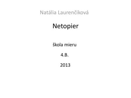 Natália Laurenčiková Netopier škola mieru 4.B. 2013.