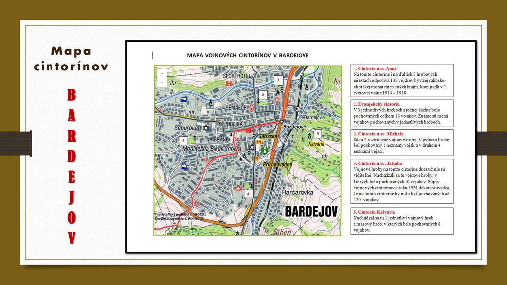 Mapa cintorínov BARDEJOV