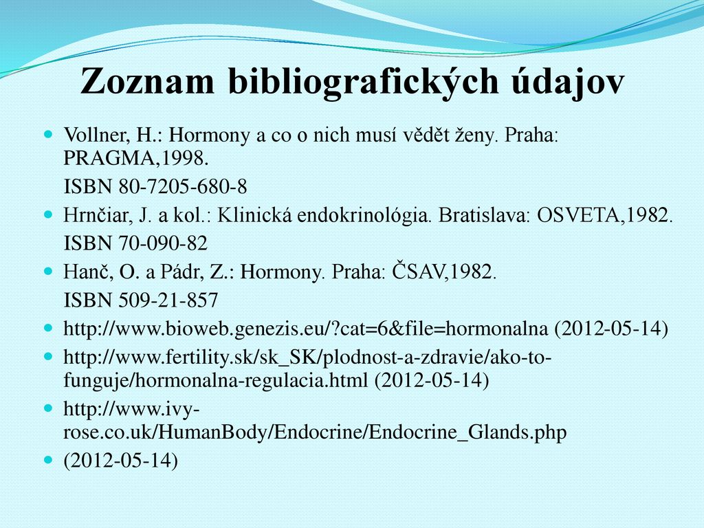Zoznam bibliografických údajov
