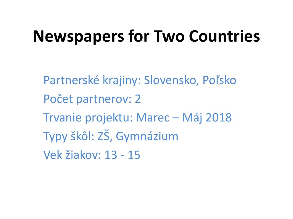 Newspapers for Two Countries