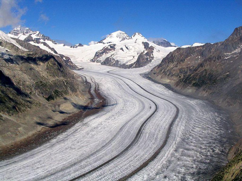 Aletschgletscher - ľadovec vo švajčiarskych Alpách